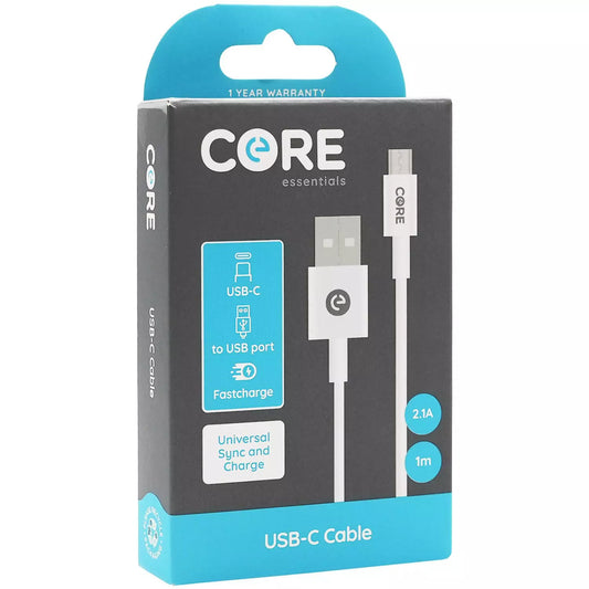 Core Type-C Cable 1m TPE White 2.4A/12W Fast Charge