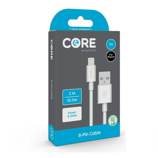 Core 8-Pin Cable 1m TPE White 2.1A/10.5W